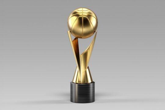 A golden basketball trophy stands tall, a symbol of victory and achievement in the sport.
