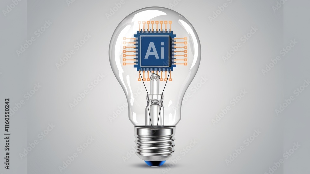 Leinwandbilder ai microchip inside a light bulb symbolizes innovative ideas and bright solutions powered by artific