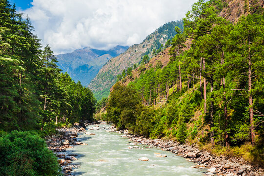 Himalaya mountains landscape, Parvati valley