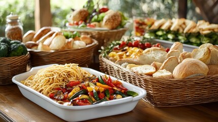 Colorful Dinner Party Spaghetti Spread