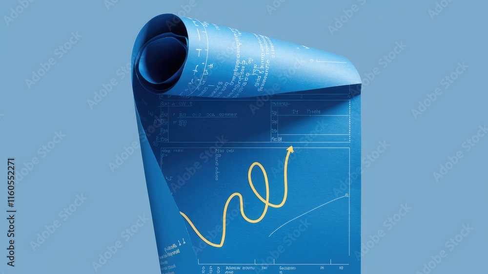 Aufkleber blueprint showing upward trending growth graph, symbolizing progress and success.
