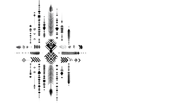Minimalist tribal design featuring hand drawn symbols and patterns