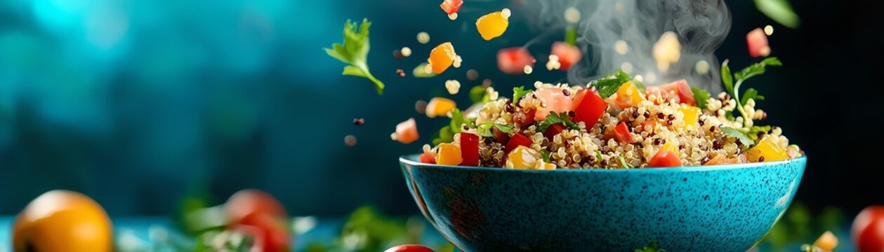 Tangy citrus quinoa bowls with Peruvian Andes as a backdrop, Andean flavor balance, heritage grains innovation