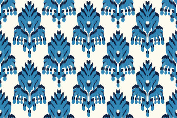 Ikat geometric folklore ornament tribal ethnic vector texture. Seamless striped pattern in Aztec style. Figure tribal embroidery. Indian, African, American, Scandinavian, gypsy, Mexican, folk pattern. © supachai