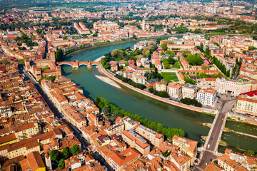 Obraz premium Verona aerial panoramic view, Italy