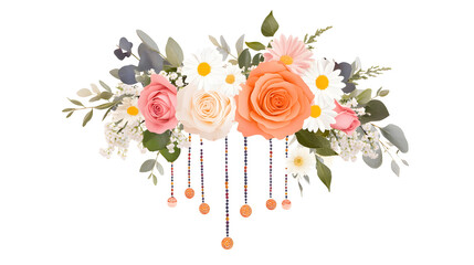 Colorful floral arrangement with roses, daisies, and greenery, perfect for decoration