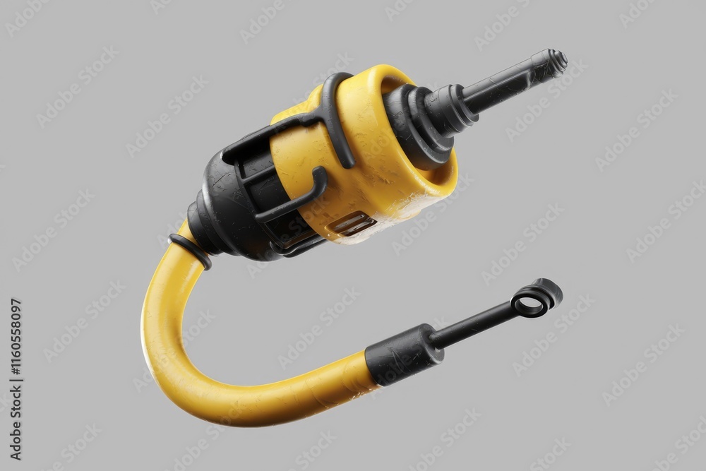 Poster a futuristic, yellow and black robotic arm with a textured surface, showcasing advanced mechanical d