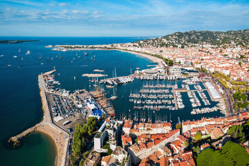 Cannes aerial panoramic view, France
