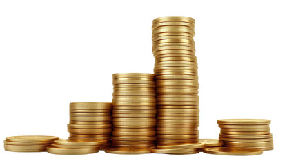 Golden Coin Stacks: A visual representation of wealth, growth, and prosperity. This image symbolizes financial success, accumulation, and the power of investment.