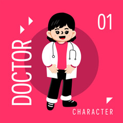 Illustration Girls Kid Cute Wear Outfit Doctor