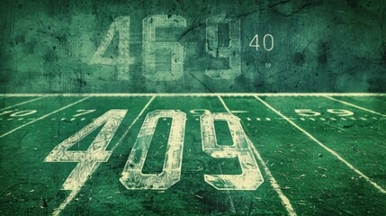 Grunge football field with numbers.