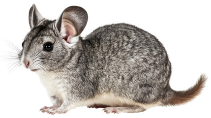 Obraz premium Curious Chinchilla Portrait: This adorable chinchilla, with its fluffy fur and expressive eyes, poses against a clean background. A perfect image for pet lovers, and nature enthusiasts. 