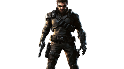 The Shadow Operative: A stoic and determined soldier, clad in tactical gear, stands ready for action, his gaze unwavering and his weapons at the ready.