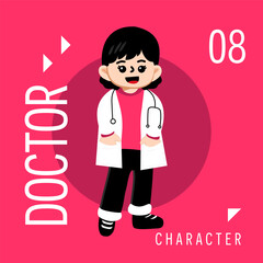 Illustration Girls Kid Cute Wear Outfit Doctor