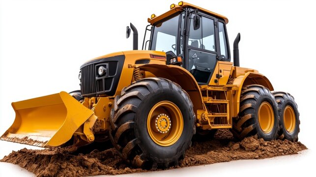 Construction bobcat loader isolated on white background. Generative AI