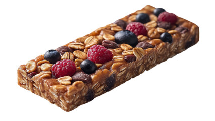 Minimalist granola bar on a clean white background, emphasizing simplicity and purity in snack choices