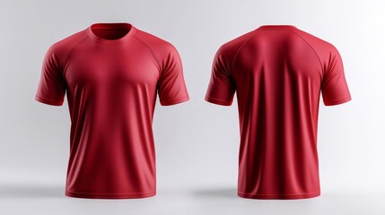 Red 3D Render T-shirt Mockup on White Background. Generative AI