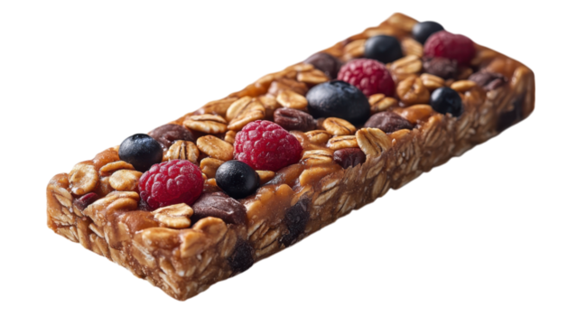 Minimalist granola bar on a clean white background, emphasizing simplicity and purity in snack choices