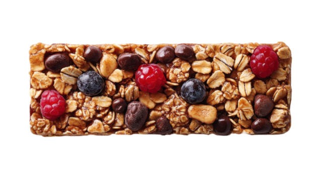Minimalist Granola Bar on White, simple composition, emphasizes texture and form, ideal for health-focused branding or product display