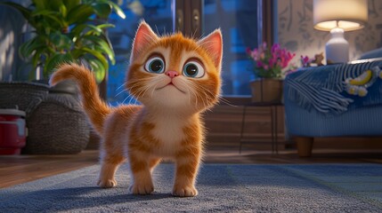 Adorable Ginger Kitten in Cozy Home