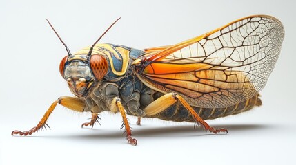 Fototapeta premium Cicada insect isolated on white background. Generative AI
