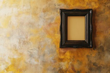 A mock-up Chic-BOHO ROOM with a small 9 inch by an 11 inch empty picture frame hanging up while using the color scheme of Eggshell, Buff, Bronze, Ebony, and Feldgrau