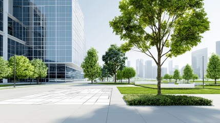 Naklejka premium Urban Green Space Development City Park Digital Art Modern Environment Aerial View Sustainability Concept