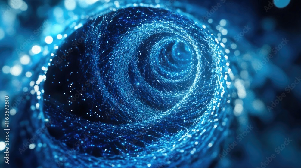 Poster 3d rendering of blue dna strands swirling in circular motion, representing genetic research and scie