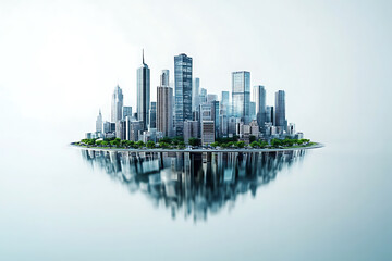 Fototapeta premium Floating Metropolis: A Stunning Cityscape