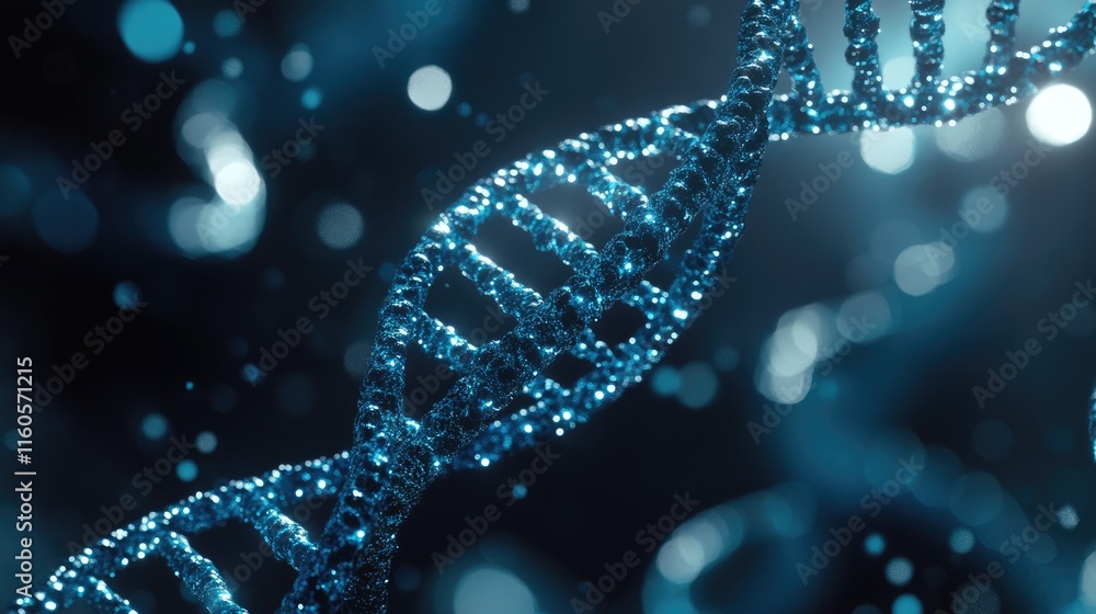 Poster A 3D close-up of an X chromosome in front of a DNA double helix background, representing the complexity of genetics and inheritance.