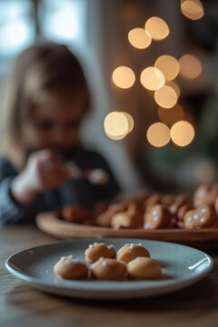 Kind backt Kekse mit Ostermotiv