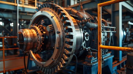 A detailed shot of a large industrial motor with all its parts visible and labeled