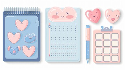 Professional Vector Planners and Heart Stickers Set for Creative Designs