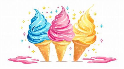 Colorful Ice Cream Logo Frame for Text Insertion