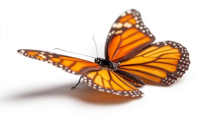 Close-up of a Monarch Butterfly on White Background. Generative AI