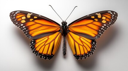 Fototapeta premium Monarch Butterfly on a White Background. Generative AI