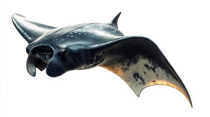 Fototapeta premium Manta Ray Isolated on White Background. Generative AI