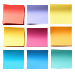 Fototapeta premium Vibrant collection of sticky notes arranged neatly, showcasing a spectrum of colors, perfect for organization and creativity