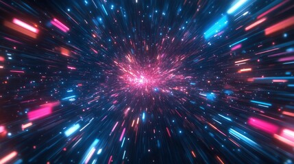 Fototapeta premium Abstract Motion Speed Light with Night City Background. 