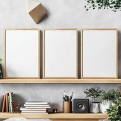 frame dimensions 8x10 inches in portrait Create a realistic mockup of four empty art frame in a vibrant and eclectic living room Christmas setting.