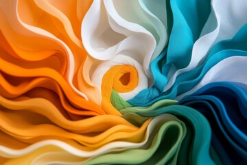 Colorful Fabric Swirls Textile Background Abstract Texture Gradient Hues Thread Yarn