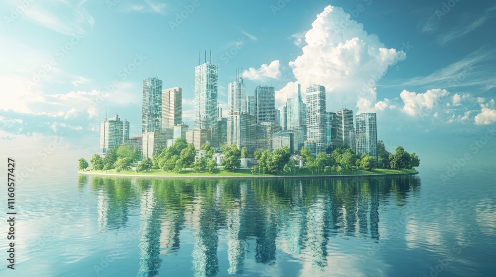 Poster a futuristic, modern design representing clean water technologies, solving the world water scarcity 