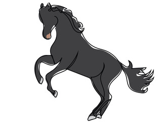 Obraz premium Horses in the form of continuous lines that can be edited later.