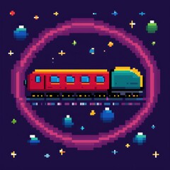 20241228122317list 6 A charming 8-bit pixel art of a glowing pixelated interstellar train traveling through a pixelated starry galaxy, surrounded by tiny glowing planets and sparkling trails, 