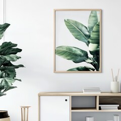 timber poster frame A1 size on white wall, zoomed in 