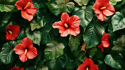 Tropical Plants with Flowers