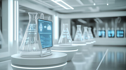 A futuristic concept of a Bunsen burner with digital controls and LED indicators for enhanced laboratory experiences.