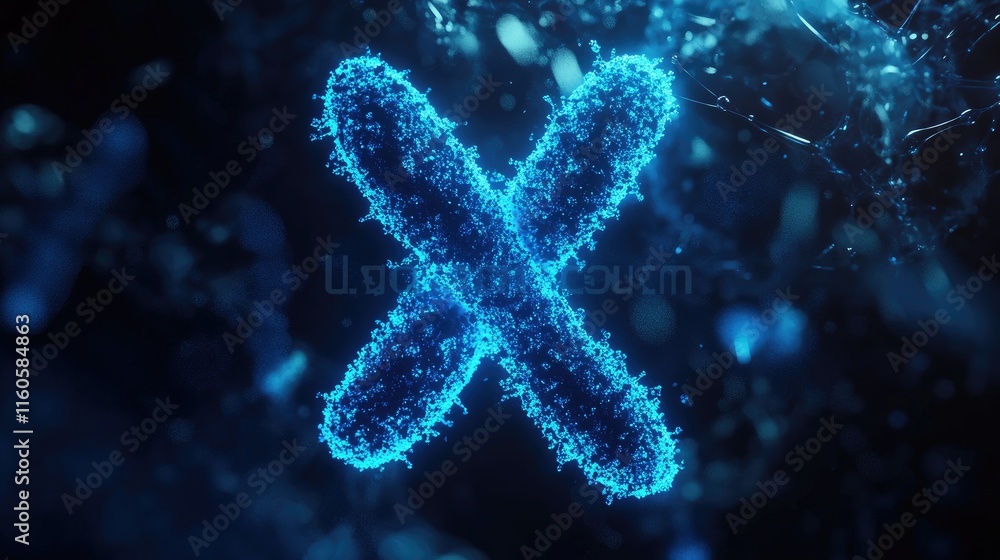 Aufkleber a stunning 3d rendering of the x chromosome in electric blue, floating against a molecular backgroun
