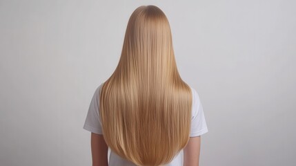 Obraz premium Beautiful model girl with Blond hair strand,silky healthy wavy hair strand,hair wavy ribbon, with smooth,Keratin straightening,Treatment,straight long hair,procedures,Smooth hairstyle.