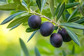 Old olive tree with ripe fruits.